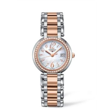 Longines PrimaLuna Quartz 30 Stainless Steel / Pink Gold / Diamond / MOP - Arabic / Bracelet
