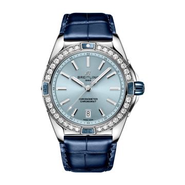 Breitling Super Chronomat 38 Stainless Steel / Ice Blue / Alligator