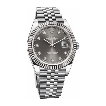 Rolex Datejust 41 Stainless Steel Fluted / Jubilee / Dark Rhodium - Diamond