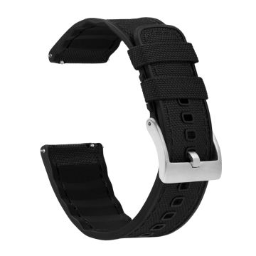 Black Cordura Fabric And Silicone Hybrid Watch Band - 16mm