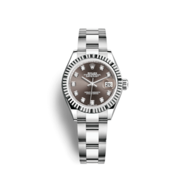 Rolex Lady-Datejust 28 Stainless Steel Fluted / Grey - Diamond / Oyster