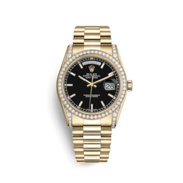Rolex Day-Date 36 Yellow Gold Diamonds / President  / Black