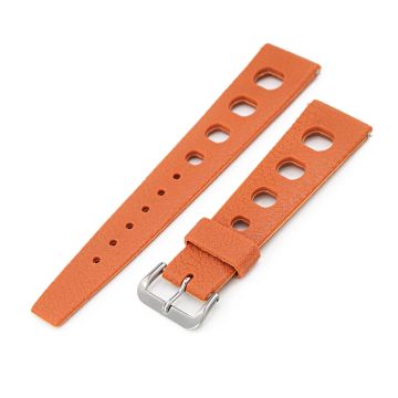 Orange Retro Large Holes Rally Tapered Rubber watch band - 6mm