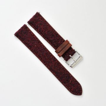 Harris Tweed® Merlot Red Leather Keeper Watch Strap - 18mm