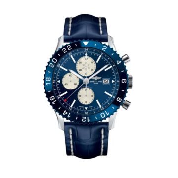 Breitling Chronoliner Stainless Steel / Blue / Croco