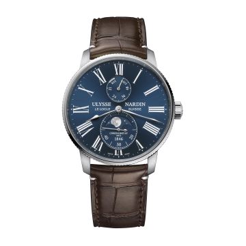 Ulysse Nardin Marine Torpilleur Moonphase Stainless Steel / Blue / Alligator