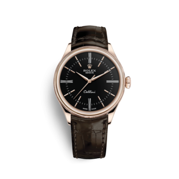 Rolex Cellini Time Everose / Black / Alligator Brown