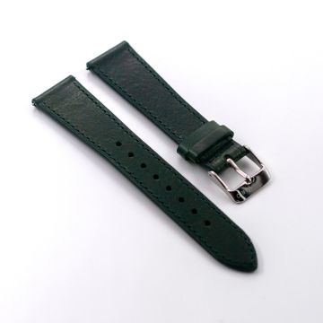 Vintage Veg Tan Italian Leather Forest Green Watch Strap with Quick Release - 19mm