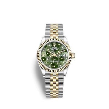 Rolex Datejust 31 Stainless Steel / Yellow Gold / Fluted / Olive - Floral / Jubilee