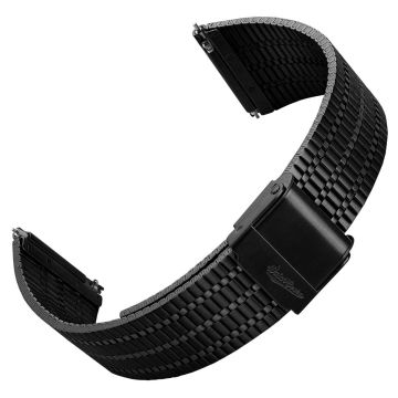 WatchGecko Classic Retro Stainless Steel Watch Strap - IP Black - 22mm