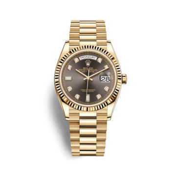 Rolex Day-Date 36 Yellow Gold / Fluted / Dark Grey-Diamond / President