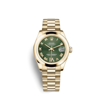 Rolex Datejust 31 Yellow Gold Domed / President / Olive Roman