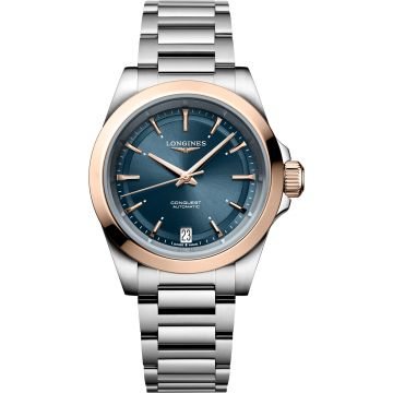 Longines Conquest 34 Stainless Steel - Pink Gold / Blue / Bracelet