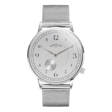 Gustave & Cie 12H Hector Argent & Blanc Milanais Argent 36mm