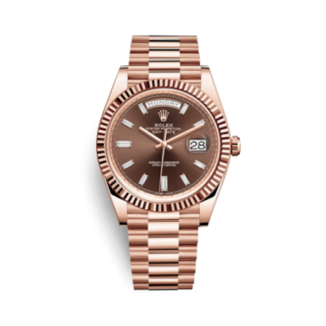 Rolex Day-Date 40 Everose / Chocolate - Baguette