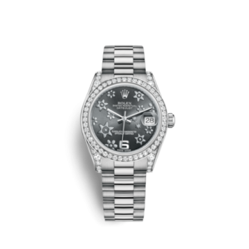 Rolex Datejust 31 White Gold Diamond / President / Dark Rhodium Floral