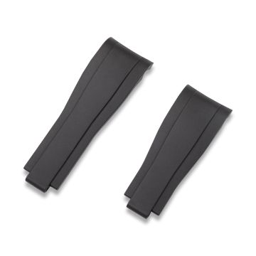 CURVED END RUBBER STRAP FOR ROLEX EXPLORER 39MM REF.214270 (RS01 DEPLOYANT STYLE) - 20mm