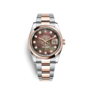 Rolex Datejust 36 Rolesor Everose Domed / Oyster / Black  MOP