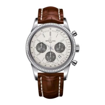 Breitling Transocean Chronograph Stainless Steel / Diamond / Panda / Croco