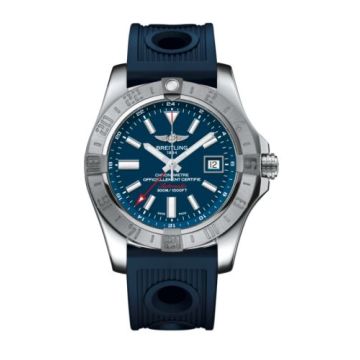 Breitling Avenger II GMT Stainless Steel / Mariner Blue / Rubber / Folding