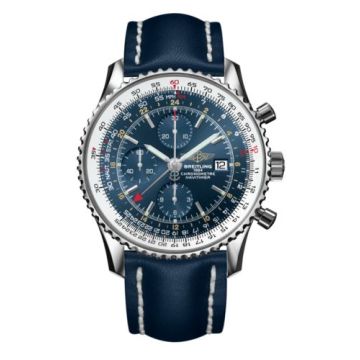 Breitling Navitimer World Stainless Steel / Blue / Calf / Pin