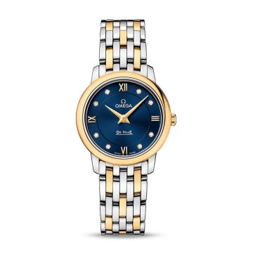 Omega De Ville Prestige Quartz  27.4 Stainless Steel / Yellow Gold / Blue / Bracelet