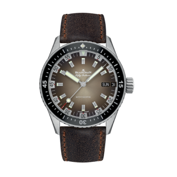 Blancpain Fifty Fathoms Bathygraphe Jour Date 70’ Stainless Steel / Brown / Darkbrown Calf