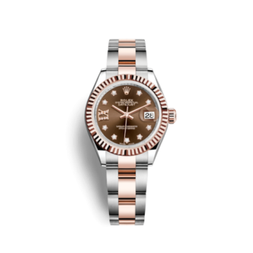Rolex Lady-Datejust 28 Rolesor Rose Fluted / Oyster / Chocolate Diamond