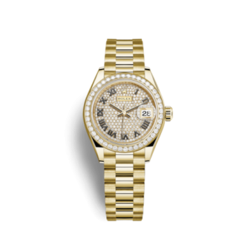 Rolex Lady-Datejust 28 Yellow Gold Diamond / President / Paved Roman