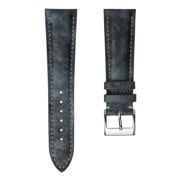 Laverton Padded Patina Calf Leather Watch Strap - Blue Jeans - 21mm