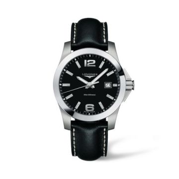 Longines Conquest Quartz 41mm Black Leather