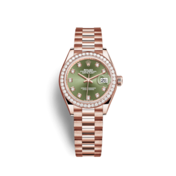 Rolex Lady-Datejust 28 Everose Diamond / President / Olive Diamond