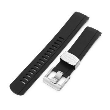 Crafter Blue - Black Rubber Curved Lug Watch Strap compatible with Seiko Baby MM200 & Mini Turtles - 8mm