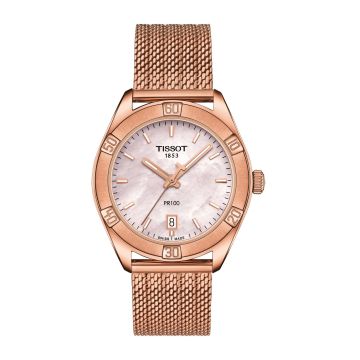 Tissot PR 100 Sport Chic 36 Rose Gold / MOP / Mesh