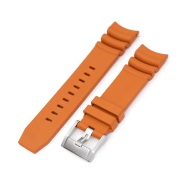 Q.R. Firewave Resilient Curved End FKM rubber Watch Strap, Burnt Orange 22mm - 25mm