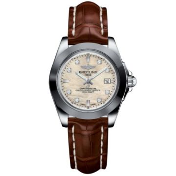 Breitling Galactic 32 Sleek Edition Stainless Steel / Pearl Diamond / Croco
