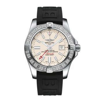 Breitling Avenger II GMT Stainless Steel / Diamond / Stratus Silver / Rubber