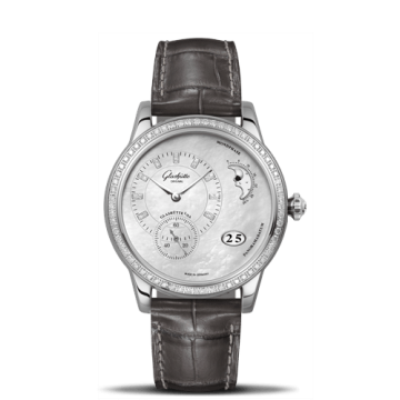 Glashütte Original PanoMatic Luna Stainless Steel / Diamond / MOP / Alligator / Pin