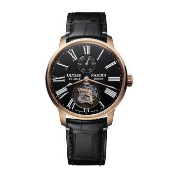 Ulysse Nardin Marine Torpilleur Tourbillon Rose Gold / Black Enamel / Alligator
