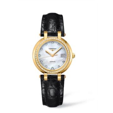 Longines PrimaLuna Automatic 30 Yellow Gold Diamond Leather MOP
