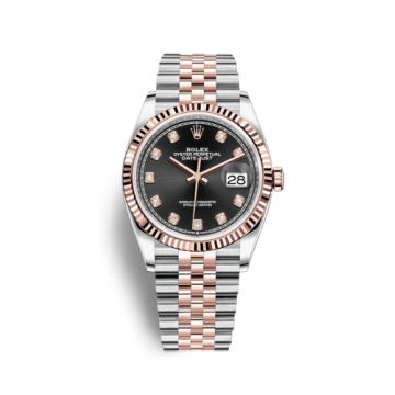 Rolex Datejust 36 Stainless Steel / Everose / Fluted / Black Diamond / Jubilee