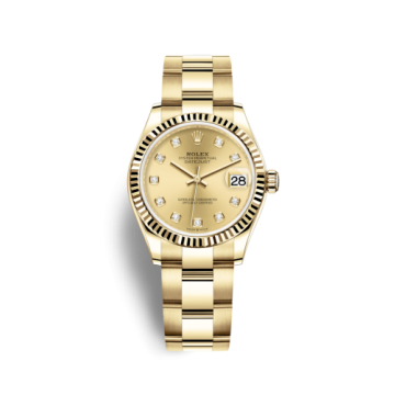 Rolex Datejust 31 Yellow Gold / Fluted / Champagne - Diamond / Oyster