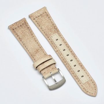 Recycled Waxed Canvas Linen Biege Watch Strap - 20mm
