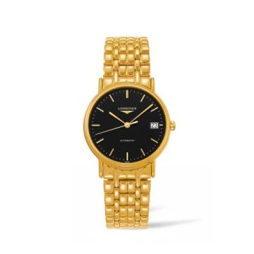 Longines Presence Automatic 34.5mm Stainless Steel / PVD Gold / Black / Bracelet
