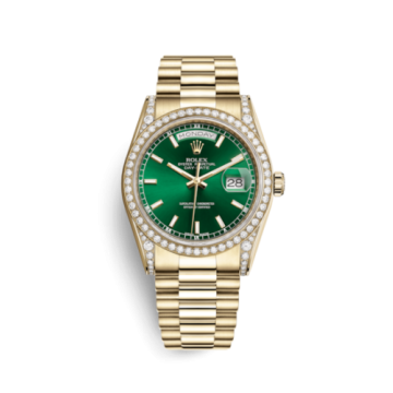 Rolex Day-Date 36 Yellow Gold Diamonds / President  / Green