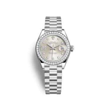 Rolex Lady-Datejust 28 Platinum Diamond / President / Silver Diamonds