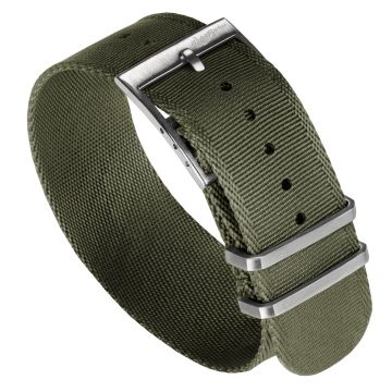 WatchGecko Signature Single Pass Military Nylon Watch Strap - Olive Green - 22mm