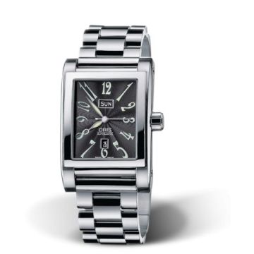 Oris Rectangular Day Date 30 Stainless Steel / Black / Bracelet