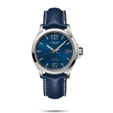 Longines Conquest V.H.P. 43 Stainless Steel / Blue / Leather