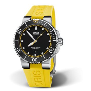 Oris Aquis Date 43 Stainless Steel / Black - Yellow / Rubber